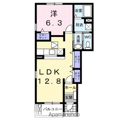 岐阜県岐阜市岩滝西１丁目[1LDK/46.49m2]の間取図