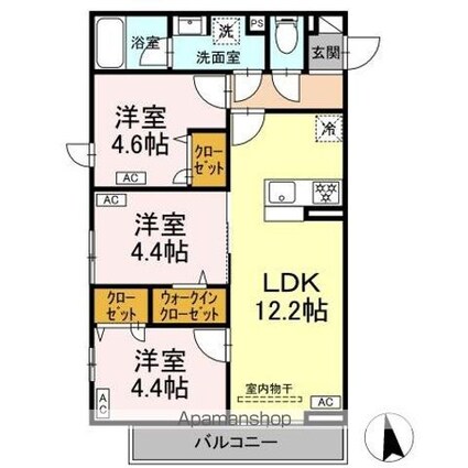 セレスティア岡本[3LDK/57.23m2]の間取図
