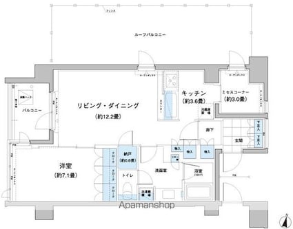 ガーデニエール砧レジデンス[1SLDK/60.37m2]の間取図