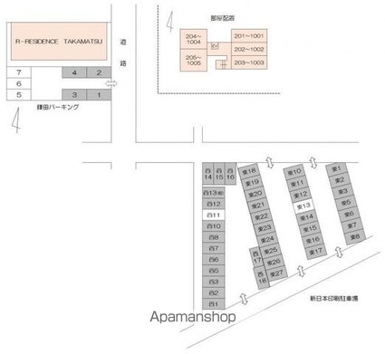ＲーＲＥＳＩＤＥＮＣＥ　ＴＡＫＡＭＡＴＳＵ[1R/24.12m2]の配置図