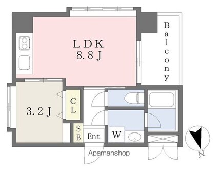 オスト・ヴォルケ東雲[1LDK/29.77m2]の間取図