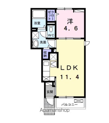 Ｋ．Ｚ　ｗｉｌｌ　Ｅ[1LDK/36.72m2]の間取図
