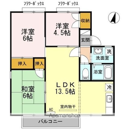 ビューラーＭ　Ｂ棟[3LDK/61.8m2]の間取図