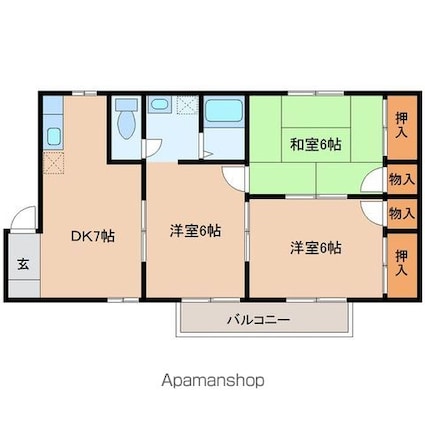アメニティゾーン郡山[3DK/56.2m2]の間取図