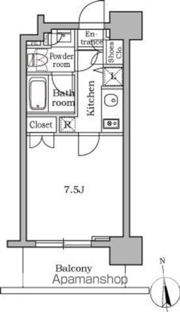 レジディア三軒茶屋[1K/24.95m2]の間取図