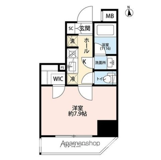 プレール・ドゥーク元浅草[1K/26.24m2]の間取図
