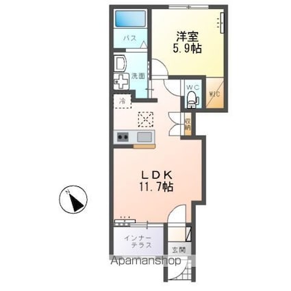 ｐａｔｒｉｅ（パトリ）[1LDK/43.24m2]の間取図