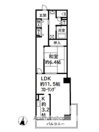 松戸駅前ハイツ[1LDK/58.6m2]の間取図