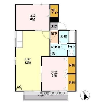 セジュール８たなか　Ｂ[2LDK/53.68m2]の間取図