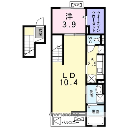 グランディ・フルール[1LDK/44.6m2]の間取図