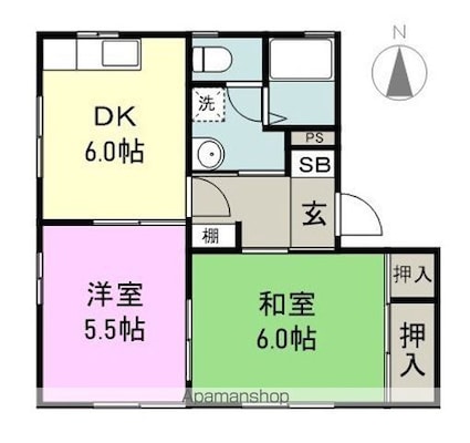 フレグランスＭＩＹＡ[2DK/43m2]の間取図