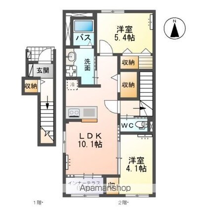 沖野３丁目アパート[2LDK/54.83m2]の間取図
