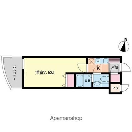 東京都目黒区目黒１丁目[1K/22.41m2]の間取図