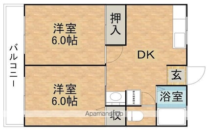 向日葵ハウス[2DK/43.48m2]の間取図