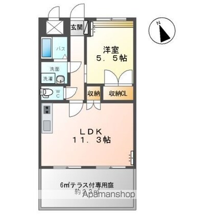 ルーエンハイム北原[1LDK/39.66m2]の間取図