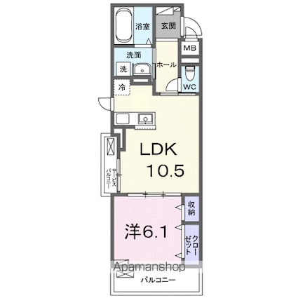 ディアコート唐崎[1LDK/41.88m2]の間取図