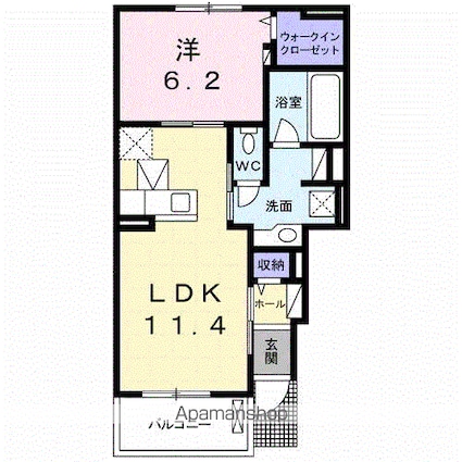 グラース　Ⅰ[1LDK/44.18m2]の間取図