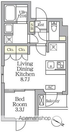 東京都世田谷区三宿１丁目[1LDK/31.1m2]の間取図