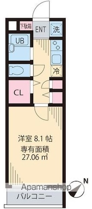 東京都杉並区高円寺南５丁目[1K/27.06m2]の間取図