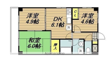 ハイクレスト喜沢南マンション[3DK/50.76m2]の間取図