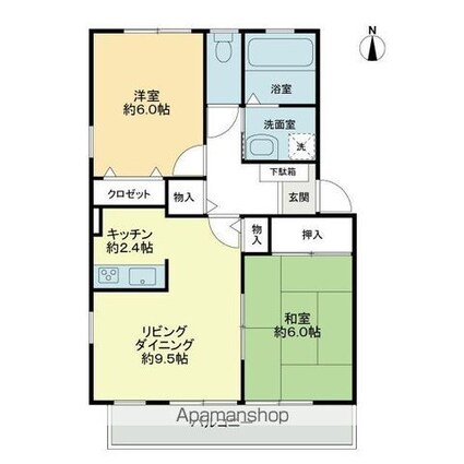 フォブールひかり[2LDK/55.89m2]の間取図