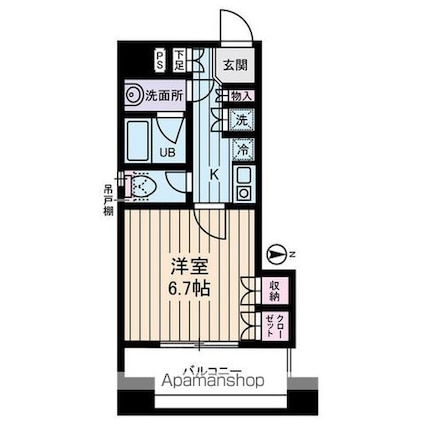 西川ビル[1K/24.45m2]の間取図
