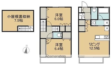 サンライズ甲府[2SLDK/81.14m2]の間取図