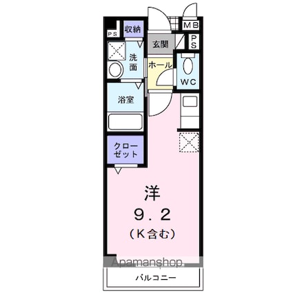 アベニールハイムＢ[1K/25.25m2]の間取図