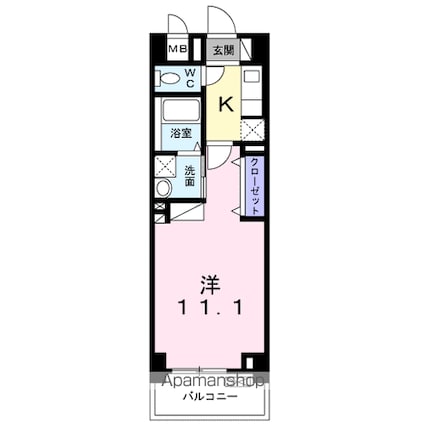 ラピスラズリ[1K/33.65m2]の間取図