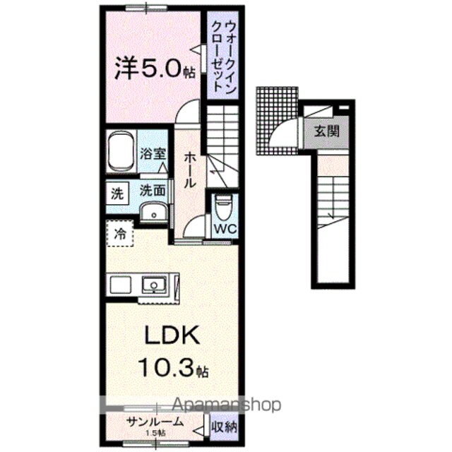 エルマ―Ⅰ[1LDK/44.28m2]の間取図