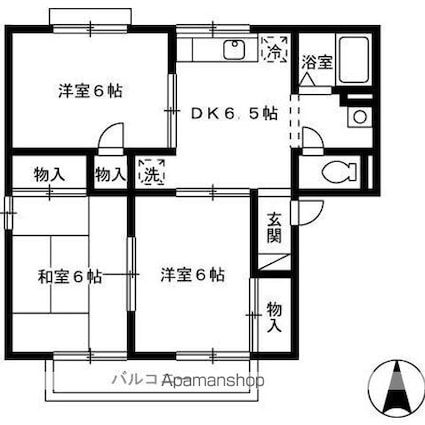 ベルメゾンおち　Ａ棟[3DK/54.08m2]の間取図