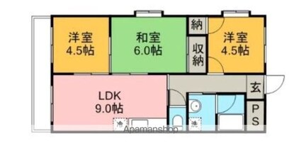 愛媛県松山市鴨川１丁目[3DK/55m2]の間取図