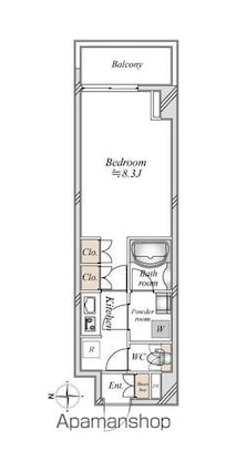 アーバンパーク浅草[1K/25.19m2]の間取図