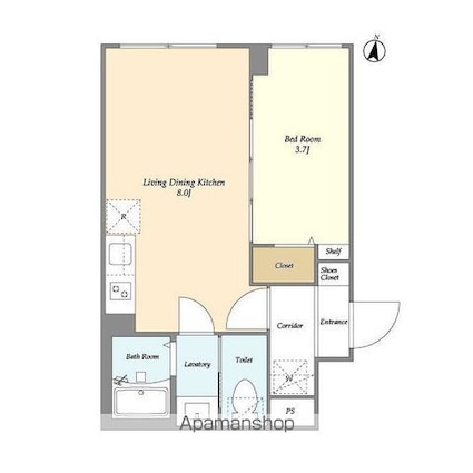 ウェルスクエア方南町[1LDK/27.66m2]の間取図