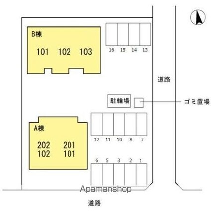 ひだまり館　Ｂ棟[3LDK/78.4m2]の配置図