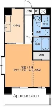 パークハイツコミセン前[1K/38.22m2]の間取図