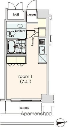 カスタリア芝公園[1R/27.68m2]の間取図