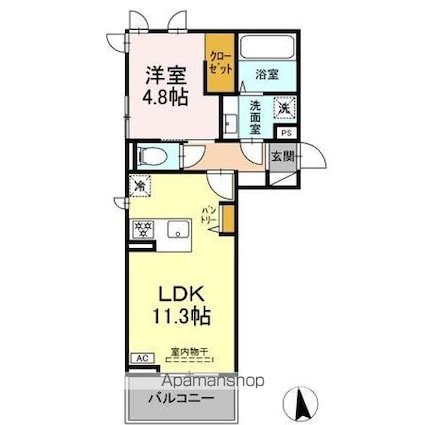Ａ春栄[1LDK/40.84m2]の間取図