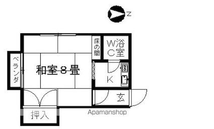 長野県長野市大字鶴賀七瀬南部[1K/18.01m2]の間取図