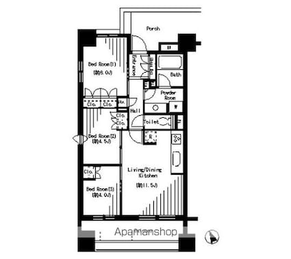 東京都豊島区北大塚２丁目[3LDK/60.04m2]の間取図
