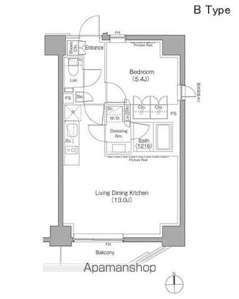 ザ・パークハビオ上野御徒町[1LDK/41.44m2]の間取図