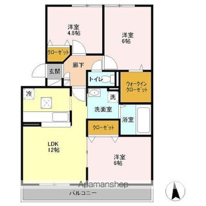 ＢＬＥＳＴＯＮ　ＡＲＵＧＡ[3LDK/67.23m2]の間取図