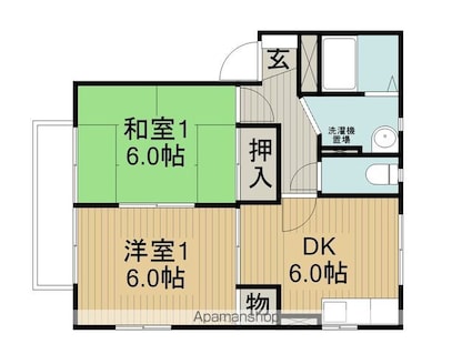 ディアスりんごの樹Ａ棟[2DK/42.52m2]の間取図