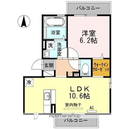 東京都立川市柏町４丁目[1LDK/40.9m2]の間取図