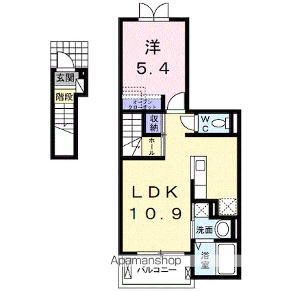 ラポール西庄[1LDK/41.27m2]の間取図