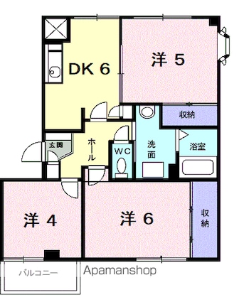サングリーン[3DK/54.57m2]の間取図