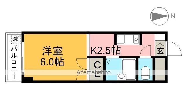 高知県高知市愛宕町４丁目[1K/20m2]の間取図