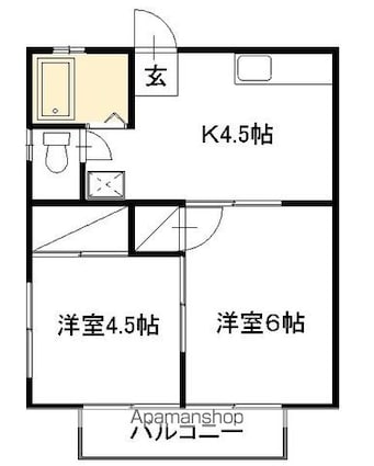 清水アパート[2K/34.65m2]の間取図
