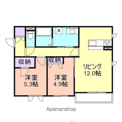 シャーメゾンＭ’ｓ[2LDK/57.41m2]の間取図
