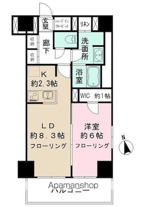 カメリアコート　新宿[1LDK/45.5m2]の間取図